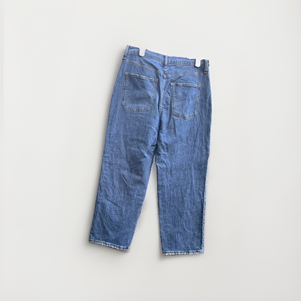 Universal Thread Womens High-Rise Straight Leg Jeans Blue Raw Hem Fair Trade - Picture 5 of 9